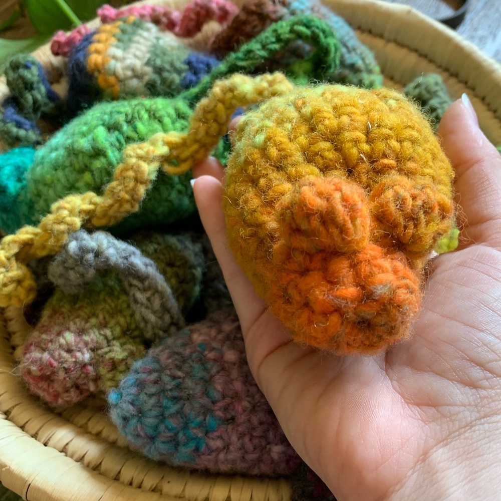 Handmade crochet organic catnip mouse